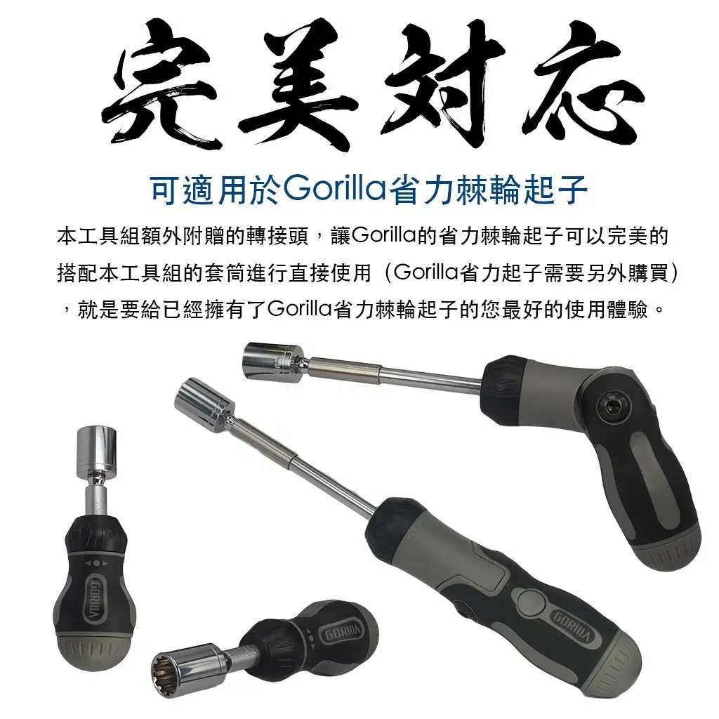 Gorilla 2分超省力雙棘輪扳手36in1套筒起子組
