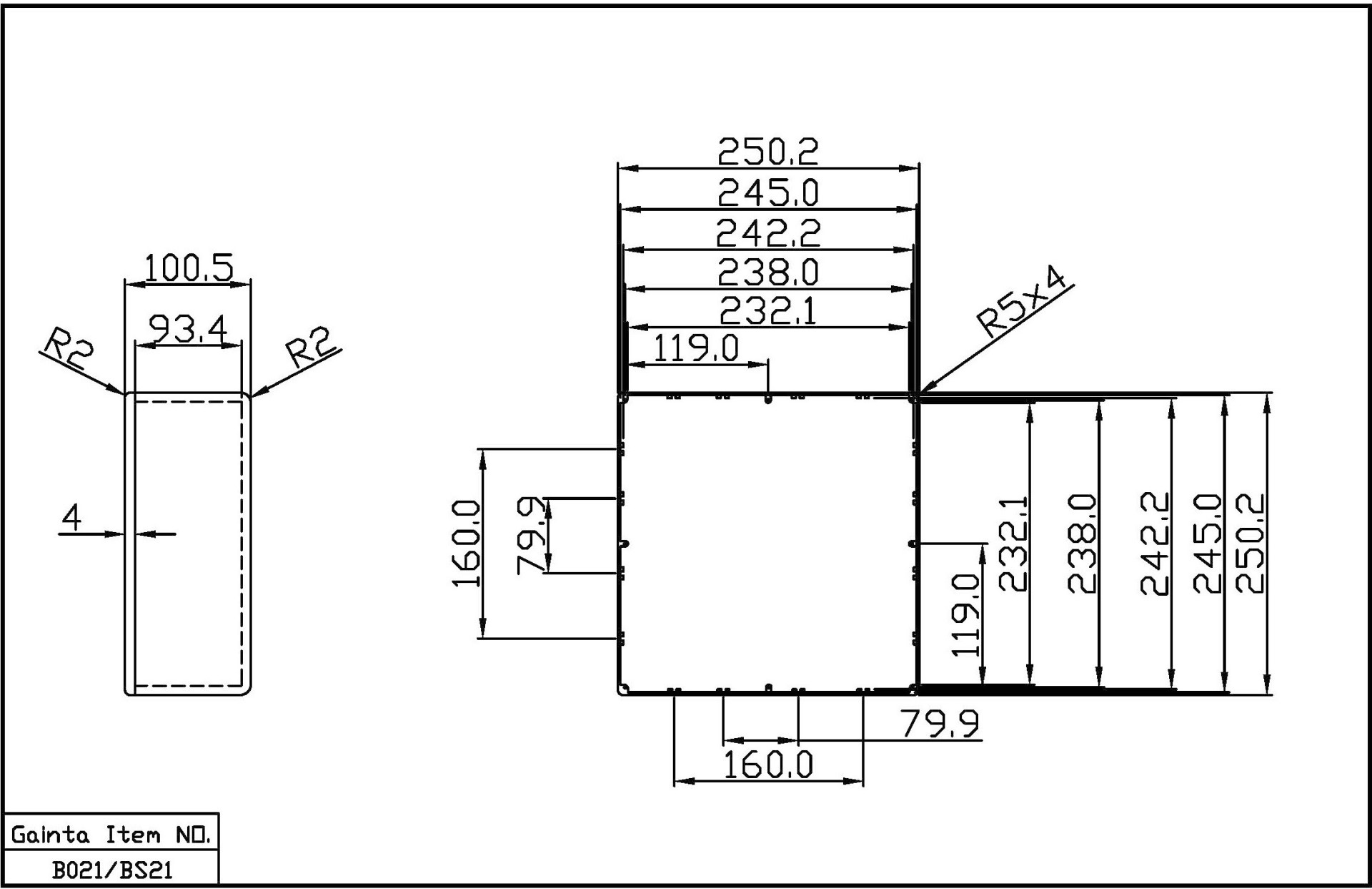 Gainta 防水鋁盒IP66(250*250*100mm) BS21