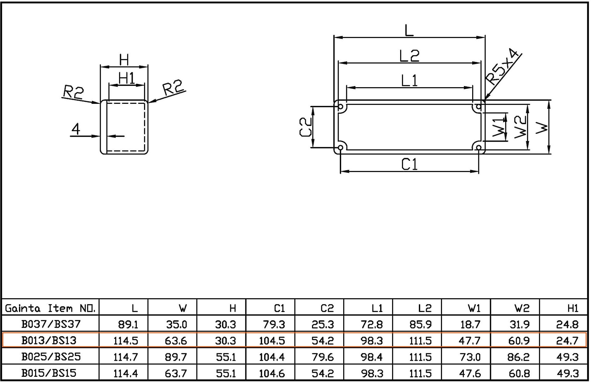 Gainta 防水鋁盒IP66(114*64*30mm) BS13