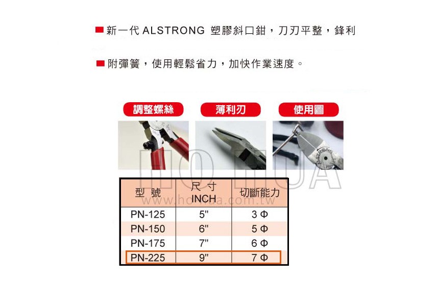 ALSTRONG 鉻釩鋼 9"塑膠斜口鉗