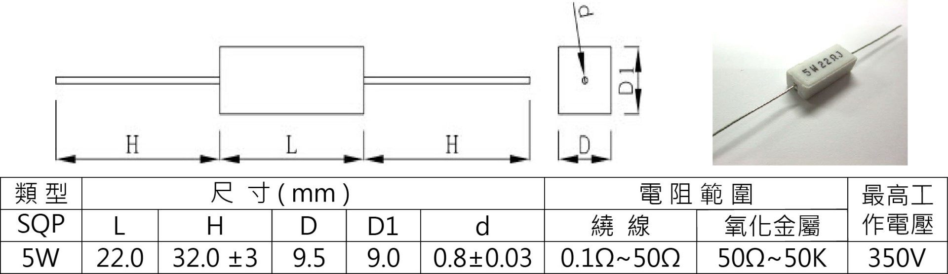 5W 0.1Ω水泥電阻