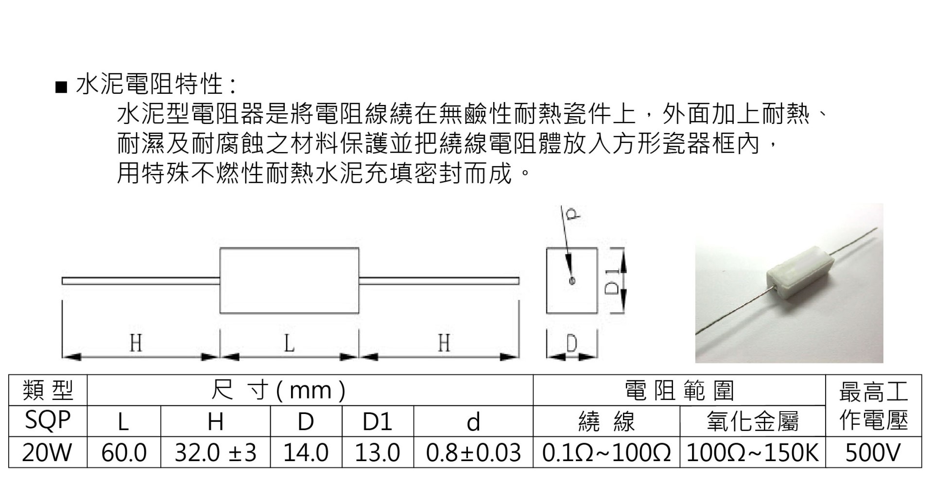 20W 85Ω水泥電阻