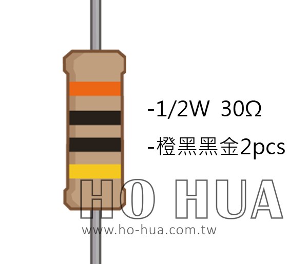 1/2W 30Ω 碳膜電阻 2pcs ( 1/2W-30R )