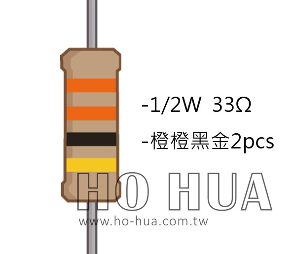 1/2W 33Ω 碳膜電阻 2pcs ( 1/2W-33R )