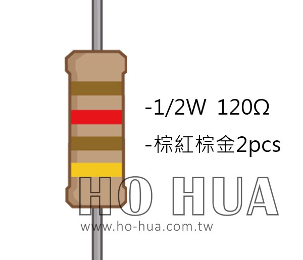 1/2W 120Ω 碳膜電阻 2pcs ( 1/2W-120R )