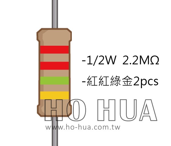 1/2W 2.2MΩ 碳膜電阻 2pcs ( 1/2W-2.2M )