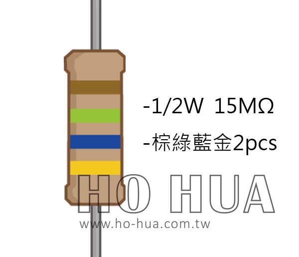 1/2W 15MΩ 碳膜電阻 2pcs ( 1/2W-15M )