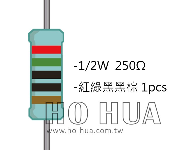 1/2W 250ΩMF ±1% 精密電阻 1pcs ( 1/2W精-250R )