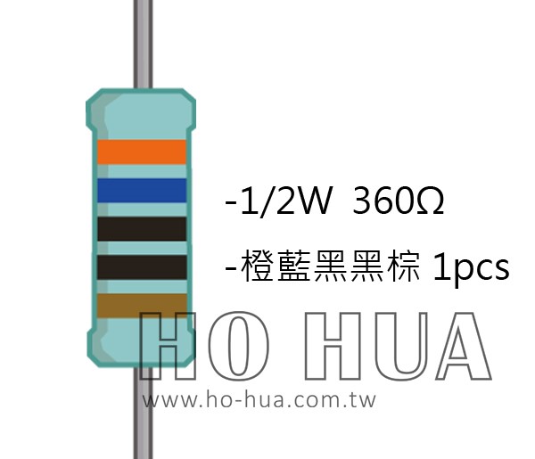 1/2W 360ΩMF ±1% 精密電阻 1pcs ( 1/2W精-360R )