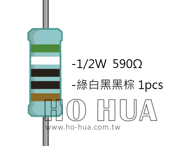 1/2W 590ΩMF ±1% 精密電阻 1pcs ( 1/2W精-590R )