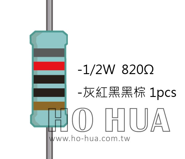 1/2W 820ΩMF ±1% 精密電阻 1pcs ( 1/2W精-820R )