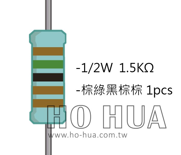 1/2W 1K5ΩMF ±1% 精密電阻 1pcs ( 1/2W精-1.5K )
