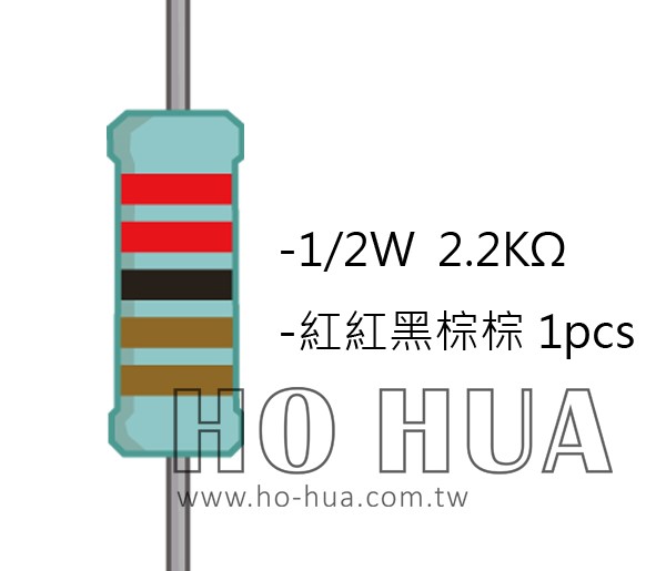 1/2W 2K2ΩMF ±1% 精密電阻 1pcs ( 1/2W精-2.2K )