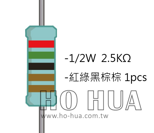 1/2W 2K5ΩMF ±1% 精密電阻 1pcs ( 1/2W精-2.5K )