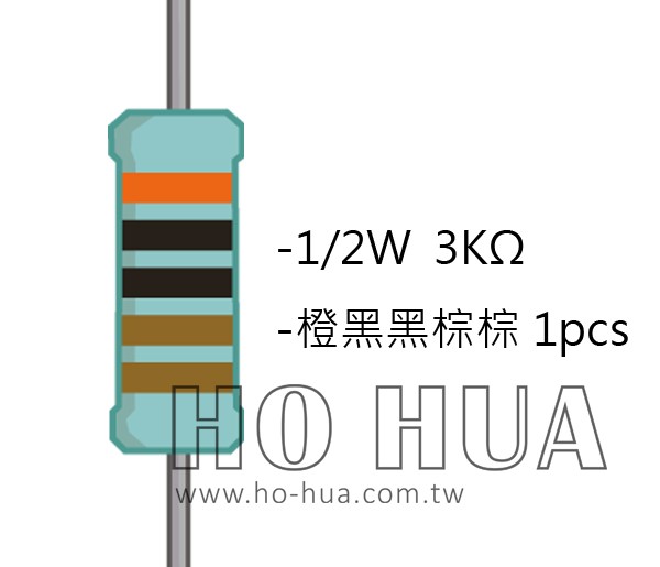 1/2W 3KΩMF ±1% 精密電阻 1pcs ( 1/2W精-3K )