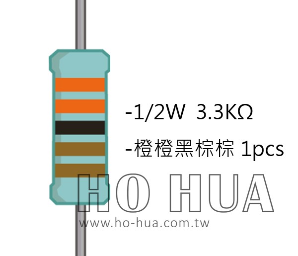 1/2W 3K3ΩMF ±1% 精密電阻 1pcs ( 1/2W精-3.3K )