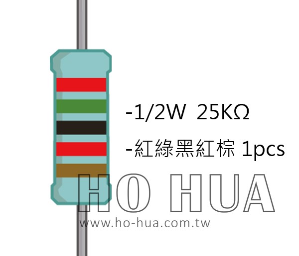 1/2W 25KΩMF ±1% 精密電阻 1pcs ( 1/2W精-25K )