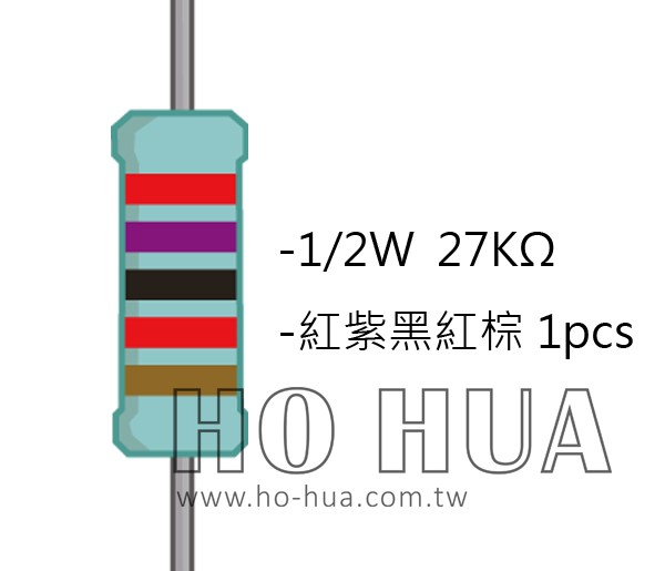 1/2W 27KΩMF ±1% 精密電阻 1pcs ( 1/2W精-27K )