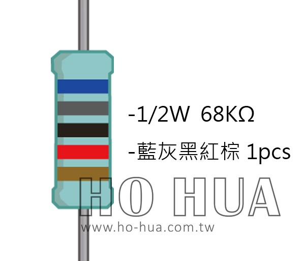 1/2W 68KΩMF ±1% 精密電阻 1pcs ( 1/2W精-68K )