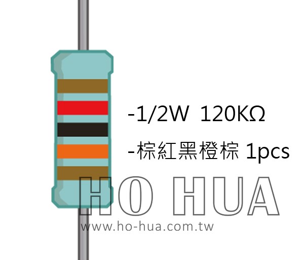 1/2W 120KΩMF ±1% 精密電阻 1pcs ( 1/2W精-120K )