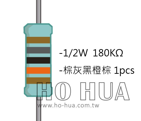 1/2W 180KΩMF ±1% 精密電阻 1pcs ( 1/2W精-180K )