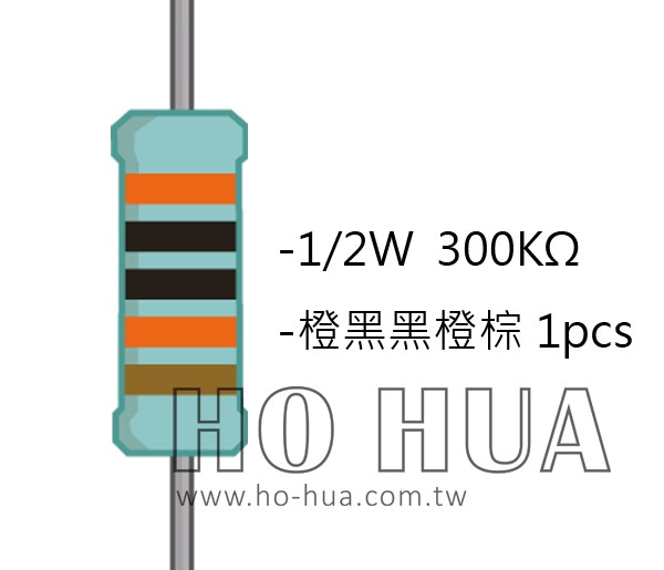1/2W 300KΩMF ±1% 精密電阻 1pcs ( 1/2W精-300K )