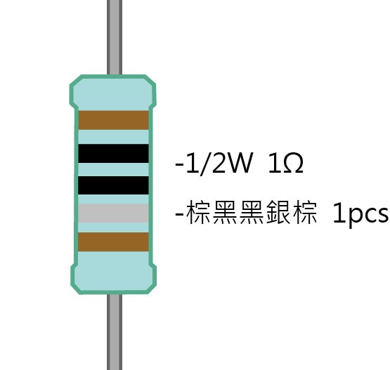 1/2W 1ΩMF ±1% 精密電阻 1pcs ( 1/2W精-1R )