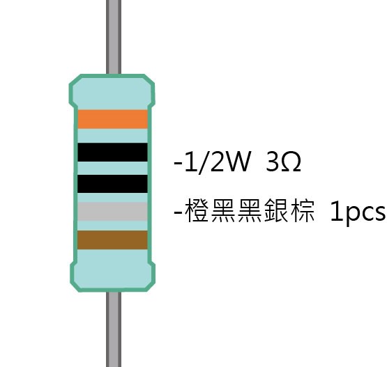 1/2W 3ΩMF ±1% 精密電阻 1pcs ( 1/2W精-3R )