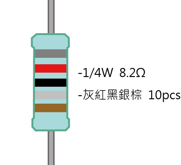 1/4W 8.2ΩMF ±1% 精密電阻 ( 1/4W精-8.2R ) 10pcs