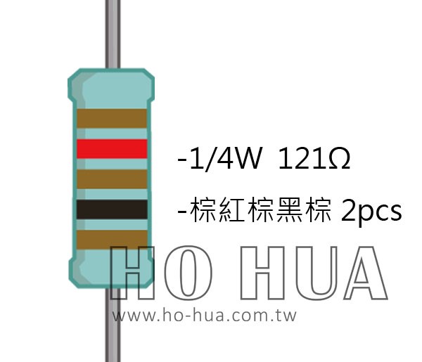 1/4W 121ΩMF ±1% 精密電阻 ( 1/4W精-121R ) 1pcs