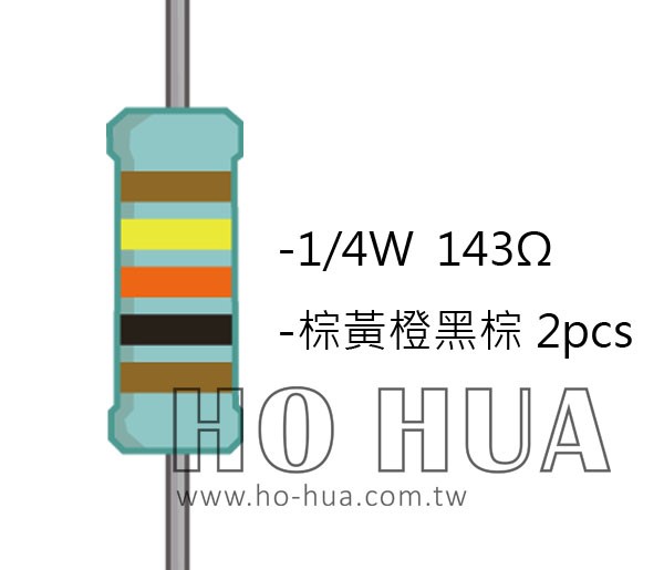 1/4W 143ΩMF ±1% 精密電阻 ( 1/4W精-143R ) 1pcs