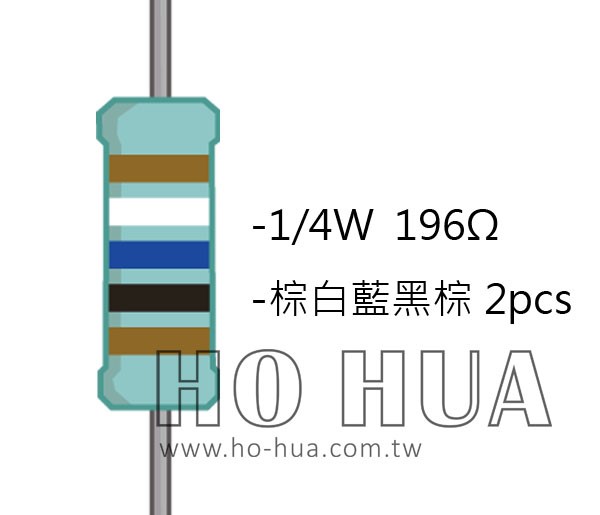 1/4W 196ΩMF ±1% 精密電阻 ( 1/4W精-196R ) 1pcs
