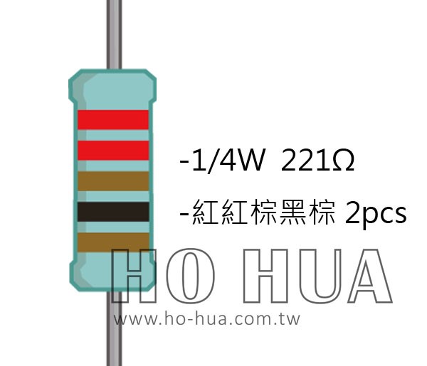 1/4W 221ΩMF ±1% 精密電阻 ( 1/4W精-221R ) 1pcs