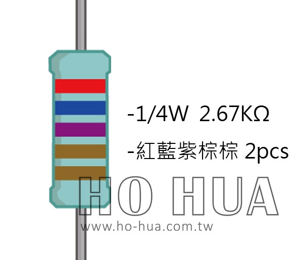 1/4W 2.67KΩMF ±1% 精密電阻 ( 1/4W精-2.67K ) 1pcs