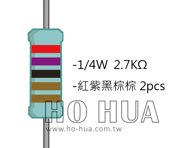 1/4W 2.7KΩMF ±1% 精密電阻 ( 1/4W精-2.7K ) 1pcs