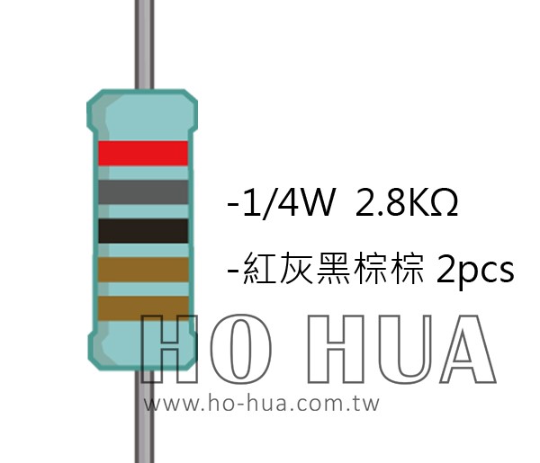 1/4W 2.8KΩMF ±1% 精密電阻 ( 1/4W精-2.8K ) 1pcs