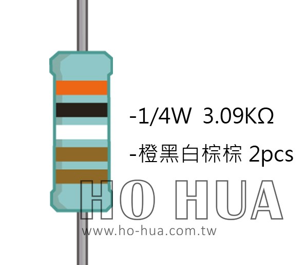 1/4W 3.09KΩMF ±1% 精密電阻 ( 1/4W精-3.09K ) 1pcs