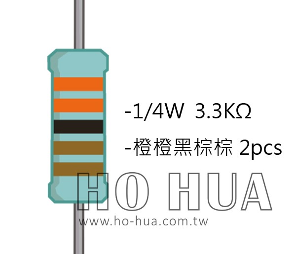 1/4W 3.3KΩMF ±1% 精密電阻 ( 1/4W精-3.3K ) 1pcs