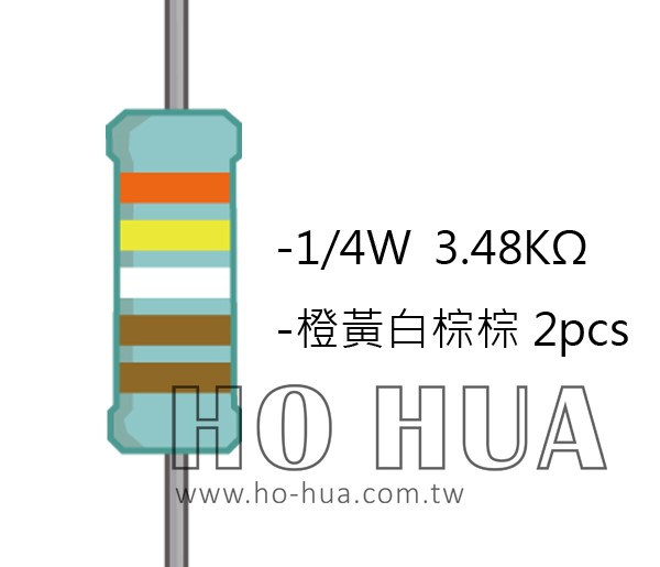 1/4W 3.48KΩMF ±1% 精密電阻 ( 1/4W精-3.48K ) 1pcs