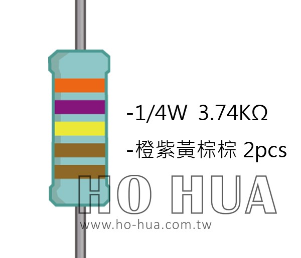 1/4W 3.74KΩMF ±1% 精密電阻 ( 1/4W精-3.74K ) 1pcs