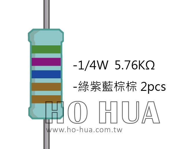 1/4W 5.76KΩMF ±1% 精密電阻 ( 1/4W精-5.76K ) 1pcs
