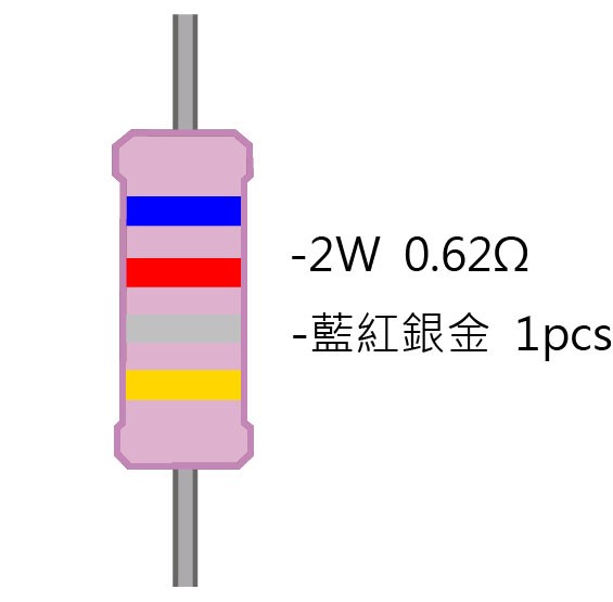 2WS 0.62Ω 金屬皮膜電阻 ( 2WS-0.62R ) 2pcs