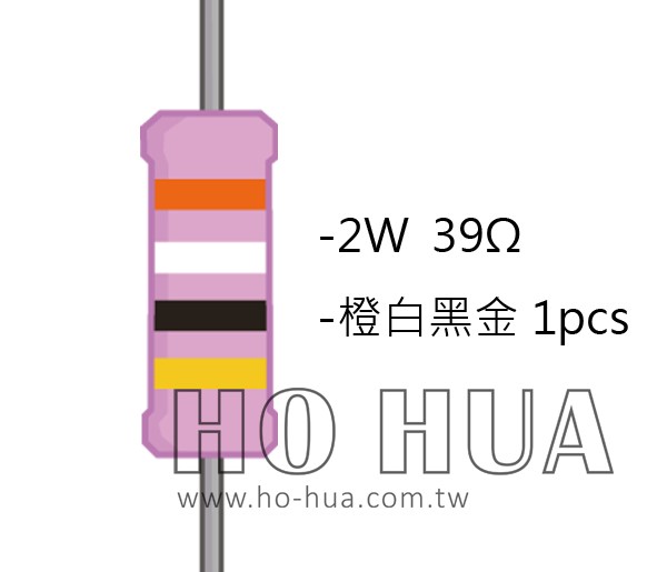 2WS 39Ω 金屬皮膜電阻  ( 2WS-39R ) 2pcs