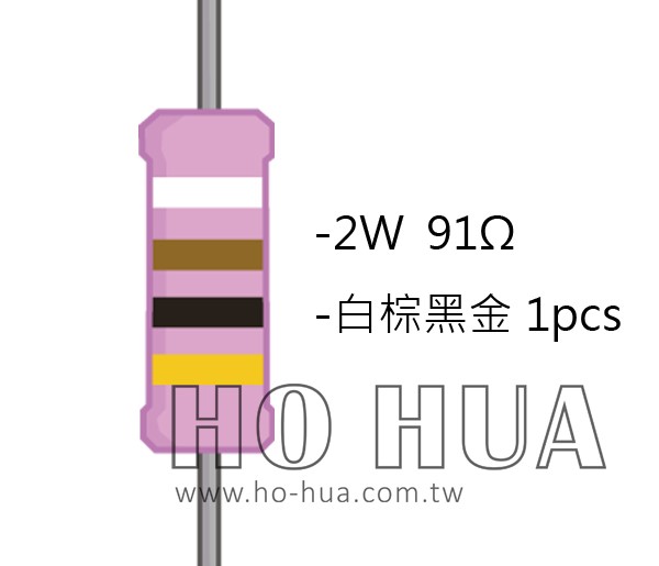2WS 91Ω 金屬皮膜電阻  ( 2WS-91R ) 2pcs