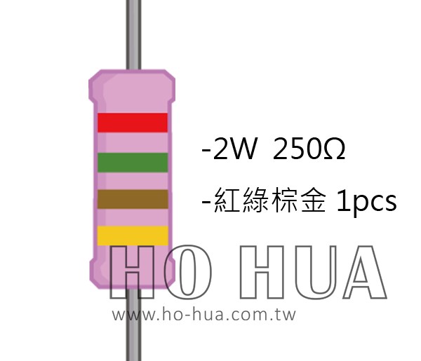 2WS 250Ω 金屬皮膜電阻  ( 2WS-250R ) 2pcs