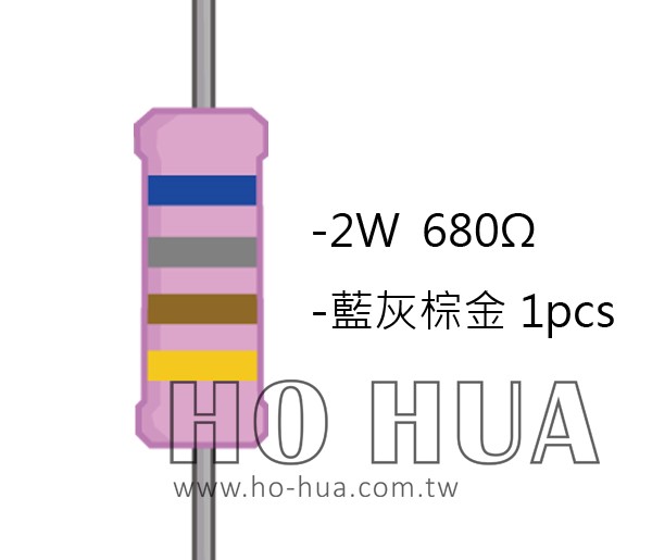 2WS 680Ω 金屬皮膜電阻  ( 2WS-680R ) 2pcs