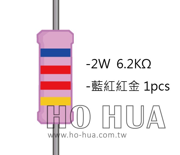 2WS 6.2KΩ 金屬皮膜電阻  ( 2WS-6.2K ) 2pcs