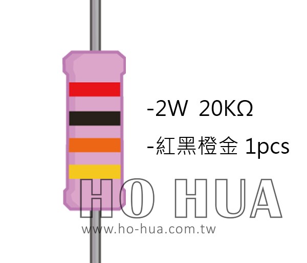 2WS 20KΩ 金屬皮膜電阻  ( 2WS-20K ) 2pcs