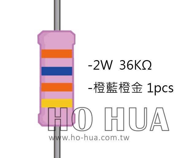 2WS 36KΩ 金屬皮膜電阻  ( 2WS-36K ) 2pcs