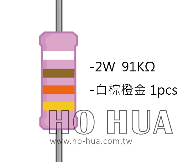 2WS 91KΩ 金屬皮膜電阻  ( 2WS-91K ) 2pcs